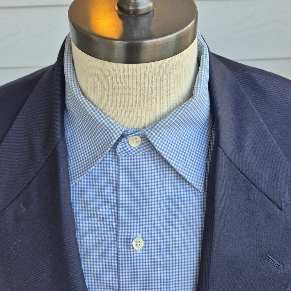 TOM JAMES Executive Collection Dark Navy Solid Bespoke Sz 50 L Mens Sport Coat - Picture 2 of 11